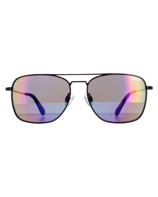 Superdry Brown Sunglasses Trident Sds 004 Matte Oil Slick Mirror Metal for men