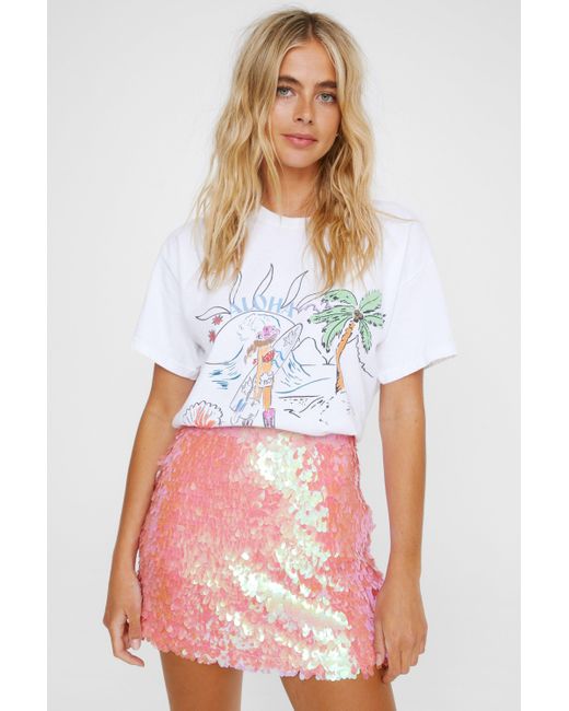 Nasty Gal White Disc Sequin Micro Mini Skirt