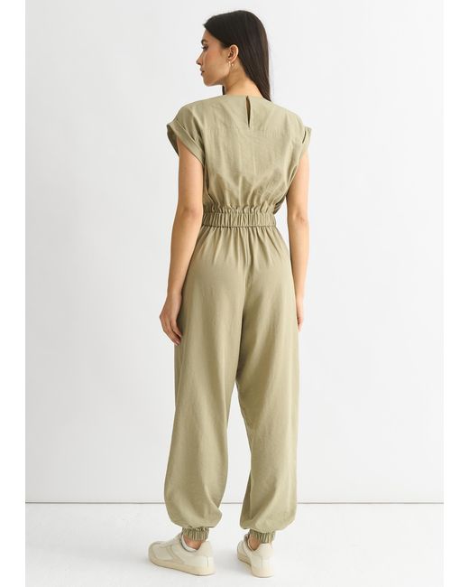 Gini London Natural Wrap Belted Utility Jumpsuit