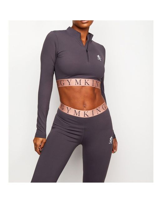 Gym King Gray Impact Zip Crop Top