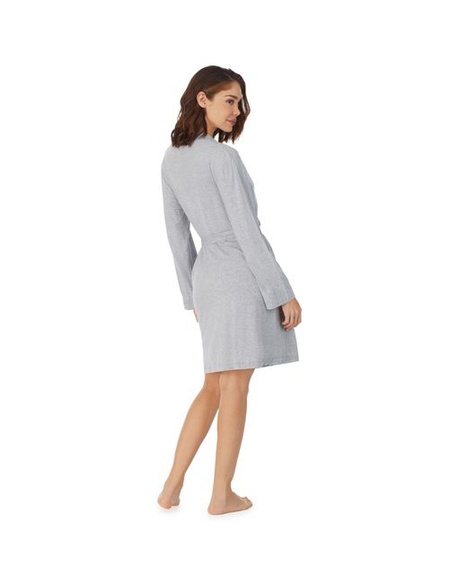 DKNY Gray Cotton Logo Short Robe Marl