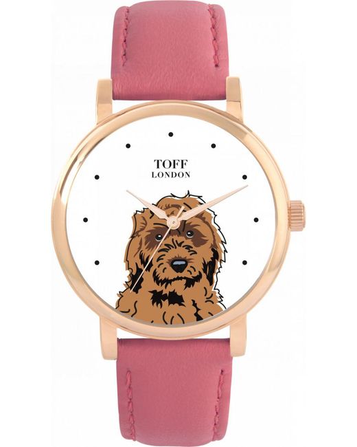 Toff London Pink Tlws-19696 Ladies Cockapoo Dog Head Watch