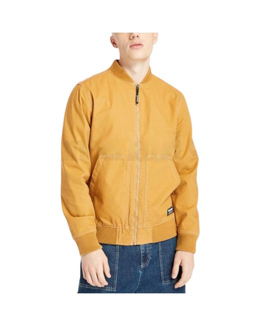 Timberland Yellow Bomber Jackets Regular Fit Full Zip Travel Workwear for men