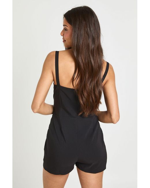 Boohoo Black Seam Detail Underwired Playsuit