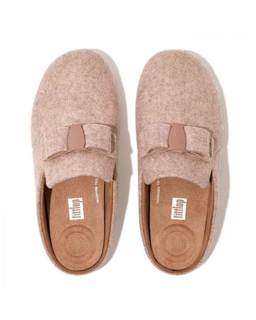Fitflop Pink Womenss Fit Flop Chrissie Ii Haus E01 Bow Felt Slippers