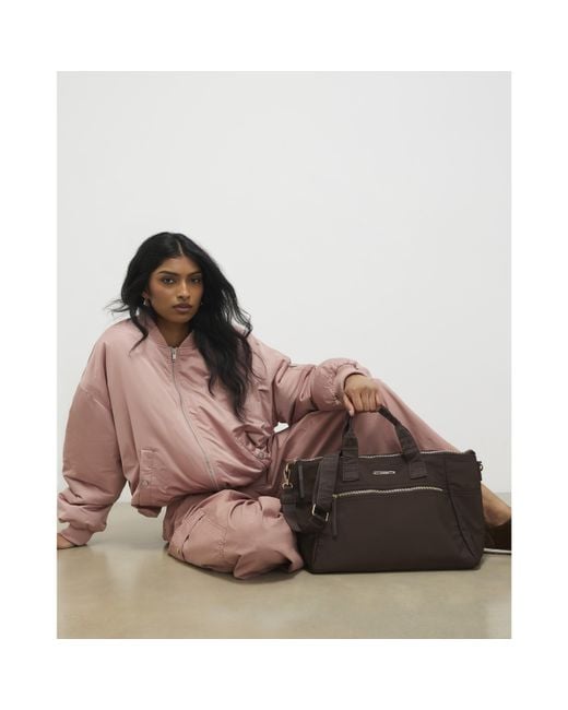 River Island Brown Cabin Size Logo Holdall