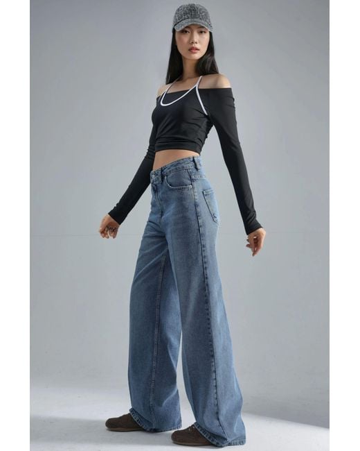 Hiccup Blue Squalo High Waist Wide Leg Jeans