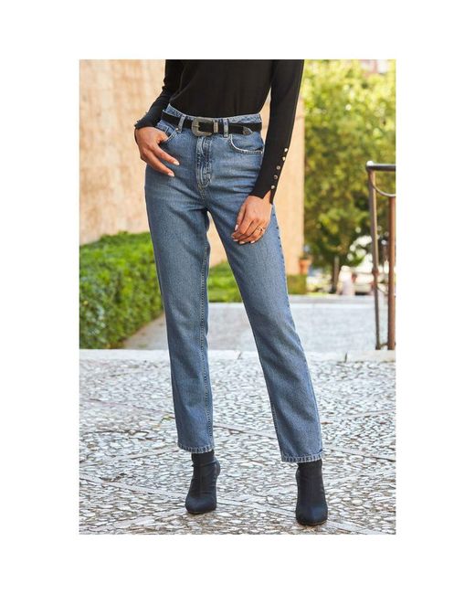 Sosandar White Mid Straight Leg Jeans Cotton