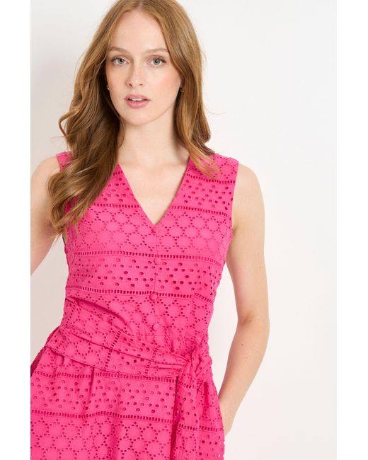 PRINCIPLES Pink Broderie Tie Waist Midi Dress