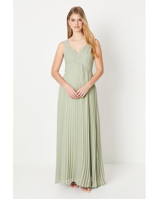 Debut London Green By Coast Pleated Bodice Georgette Bridesmaids Dress