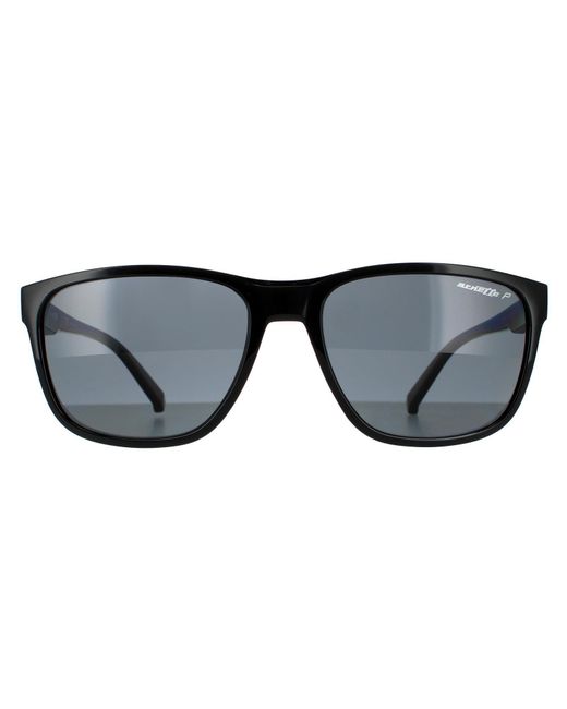 Arnette Black Rectangle Shiny Dark Polarized Sunglasses for men