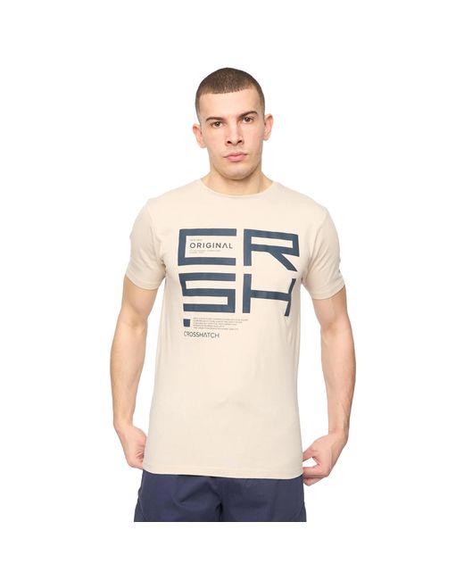 Crosshatch Squarebox T-shirt (licht Steen) in het Natural voor heren