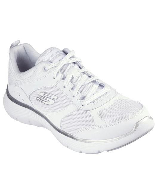 Skechers White Flex Appeal 5.0 Fresh Touch 150202-Wsl/ Lace Up Shoes