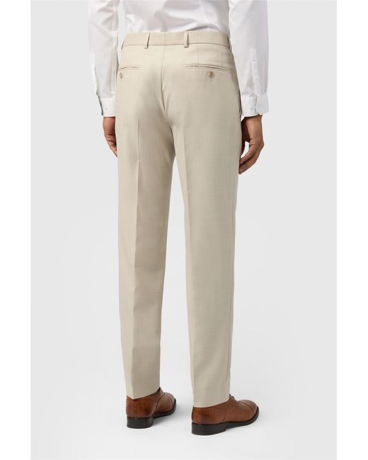 Ted Baker Natural Flat Fronted Slim Fit Suit Trousers for men