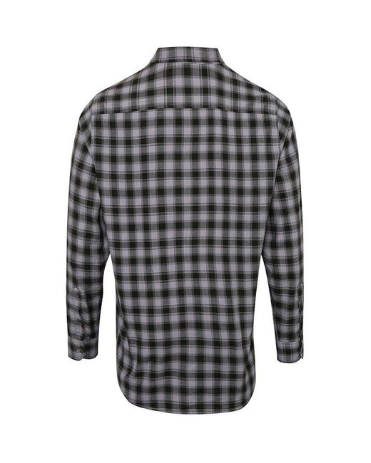 PREMIER Gray Mulligan Check Long Sleeve Shirt (Steel/ for men