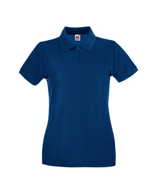 Fruit Of The Loom Blue Ladies Lady-Fit Premium Short Sleeve Polo Shirt