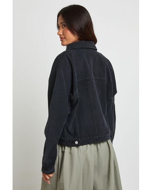 Boohoo Gray Barrel Sleeve Denim Jacket