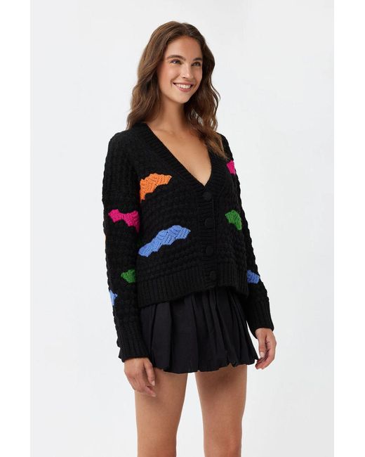 Hiccup Black Abstract Print V-Neck Cardigan