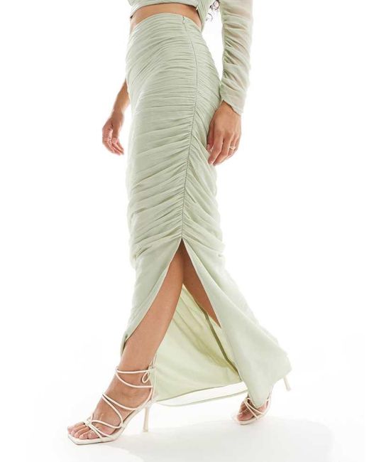 ASOS White Chiffon Ruffle Maxi Skirt Co-Ord