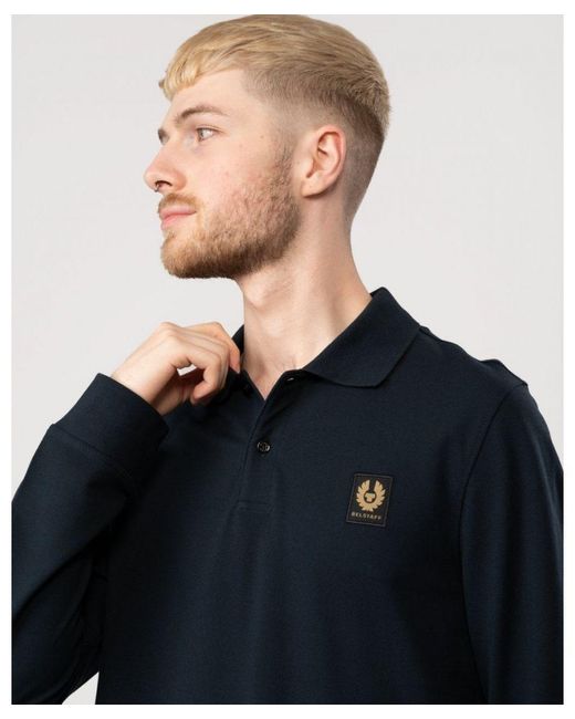 Belstaff Blue Long Sleeved Essentials Polo for men