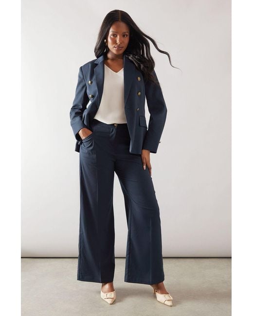 Wallis Blue Wide Leg Pleat Detail Trouser