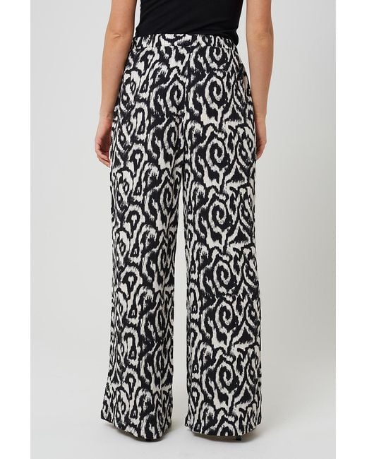 Brave Soul Black Abstract Print Wide Leg Trousers