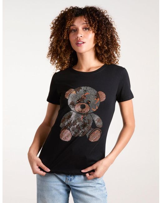 Blue Vanilla Black Diamante Teddy Bear T-Shirt