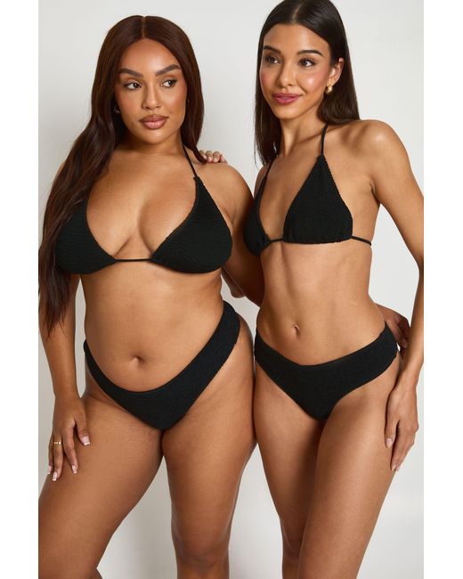 Boohoo Brown Premium Fits All Crinkle Triangle Bikini Top