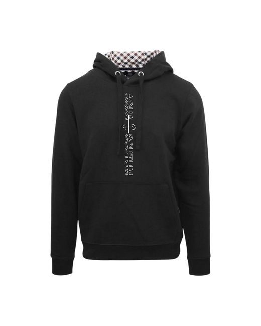 Aquascutum Black Lettering Pullover Hoodie for men