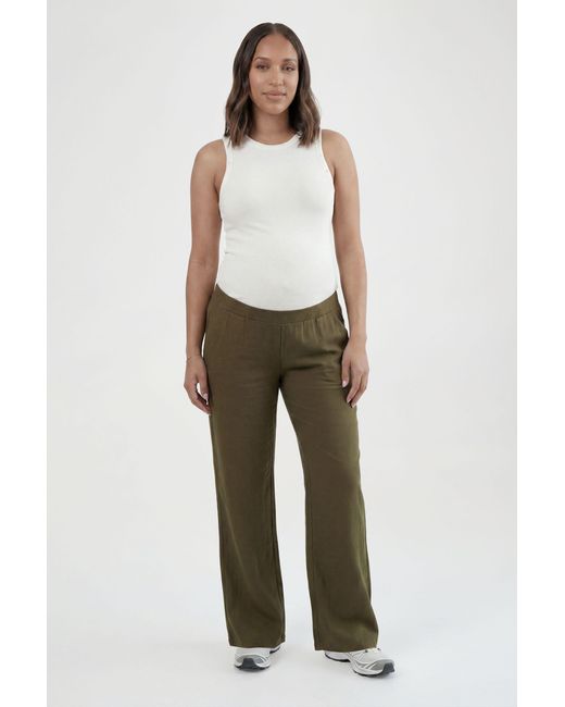 Boohoo Green Maternity Basic Rib Wide Leg Trouser
