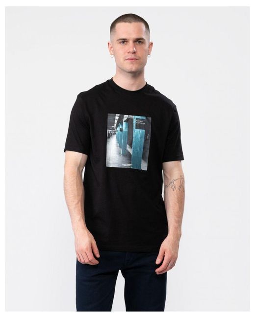 Armani Exchange Black Subway Print T-Shirt for men