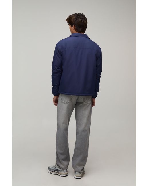 BoohooMAN Blue Padded Collared Coach Jacket for men