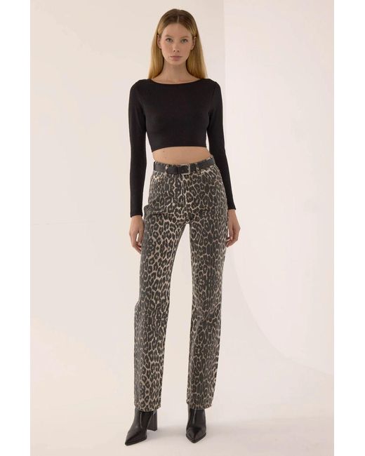 Hiccup Natural High Waist Leopard Jeans