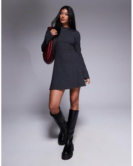 ASOS Blue Supersoft Long Sleeve Mini Swing Dress