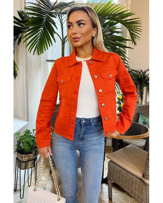 AX Paris Red Lightweight Denim Jacket Cotton