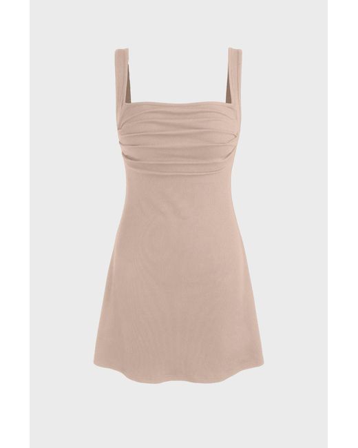 Hiccup White Ruched Square-Neck Mini Dress