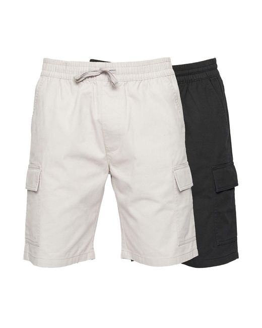 Crosshatch White 2 Pack Of Kathos Cargo Shorts for men