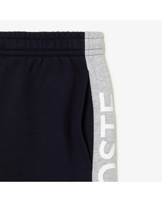 Lacoste Black Color Block Cotton Fleece Shorts for men