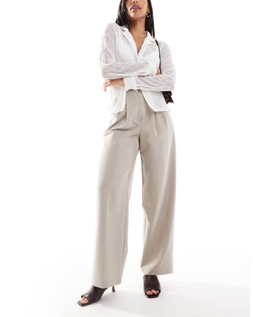 Miss Selfridge White Tailored Fold Over Waistband Trouser