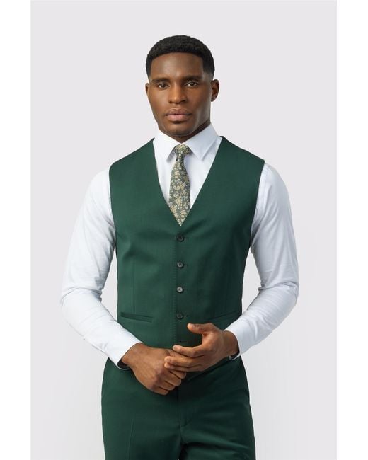 Ted Baker Green Single Breasted Five Button V-Neck Tailored Suit Waistcoat for men