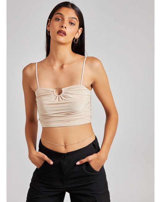 Pink Vanilla Multicolor Gathered Ring Detail Slinky Cami Top