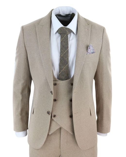 TruClothing Gray Tweed 3 Piece Formal Wedding Suit for men