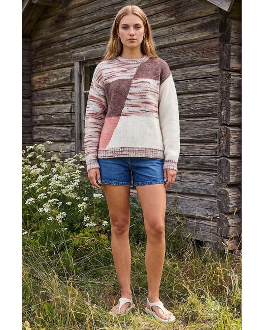 Roman Natural Textured Colour Block Knit Jumper