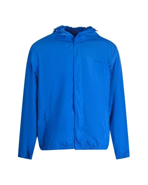 Off-White c/o Virgil Abloh Blue Diag Tab Peacock Windbreaker Jacket for men