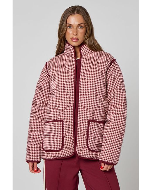 Urban Bliss Red Gingham Quilted Coat