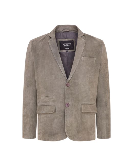 Infinity Leather Gray Italian Suede Blazer Jacket for men