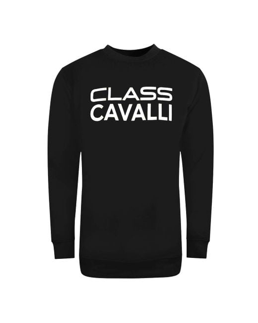 Roberto Cavalli Black Logo Printed Cotton Sweatshirt