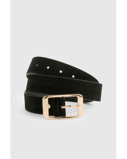 Boohoo Black Faux Suede Chunky Buckle Boyfriend Belt