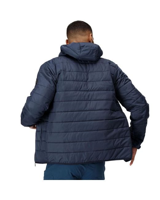 Regatta Blue Helfa Insulated Quilted Hooded Outdoor Walking Jacket Coat for men