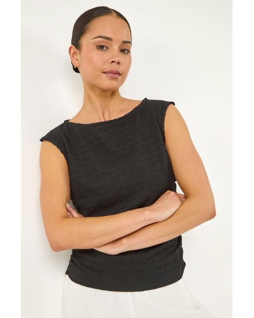 Roman Black Petite Textured Stretch Top
